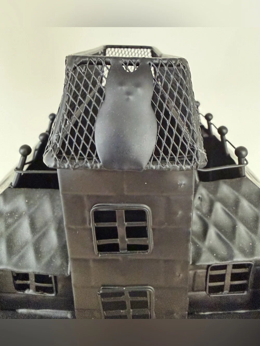 POTTERY BARN Haunted House Halloween Black Metal Tea light Candle Holder RETIRED